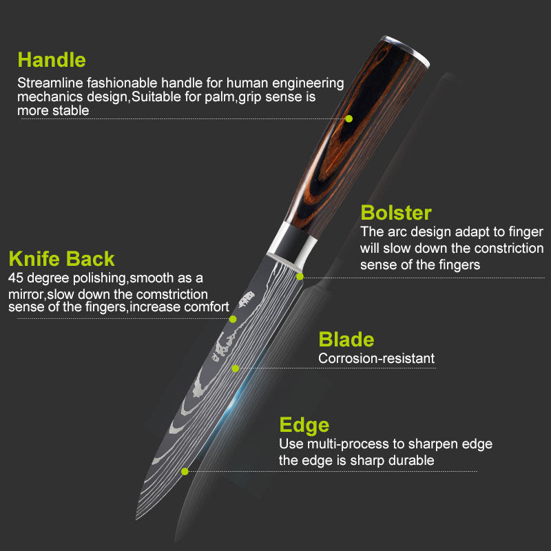 FINE EDGE Damascus Style Kitchen Knife Set