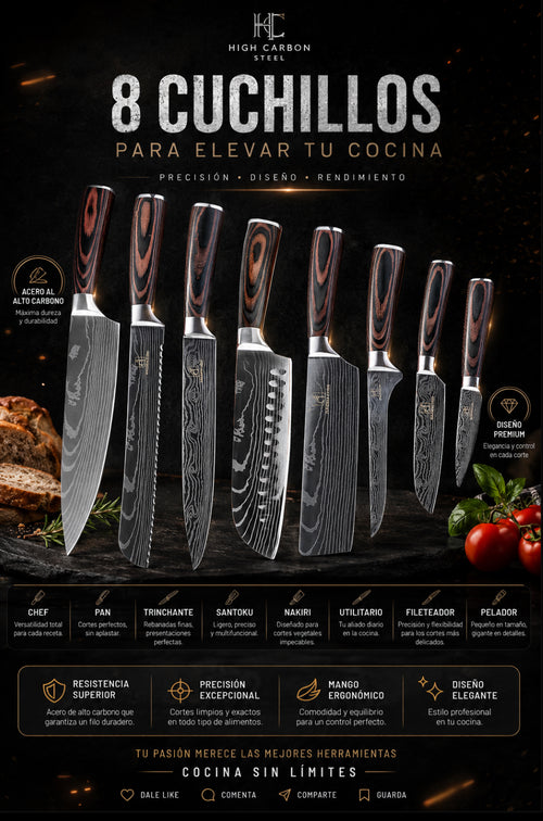 FINE EDGE Damascus Style Kitchen Knife Set